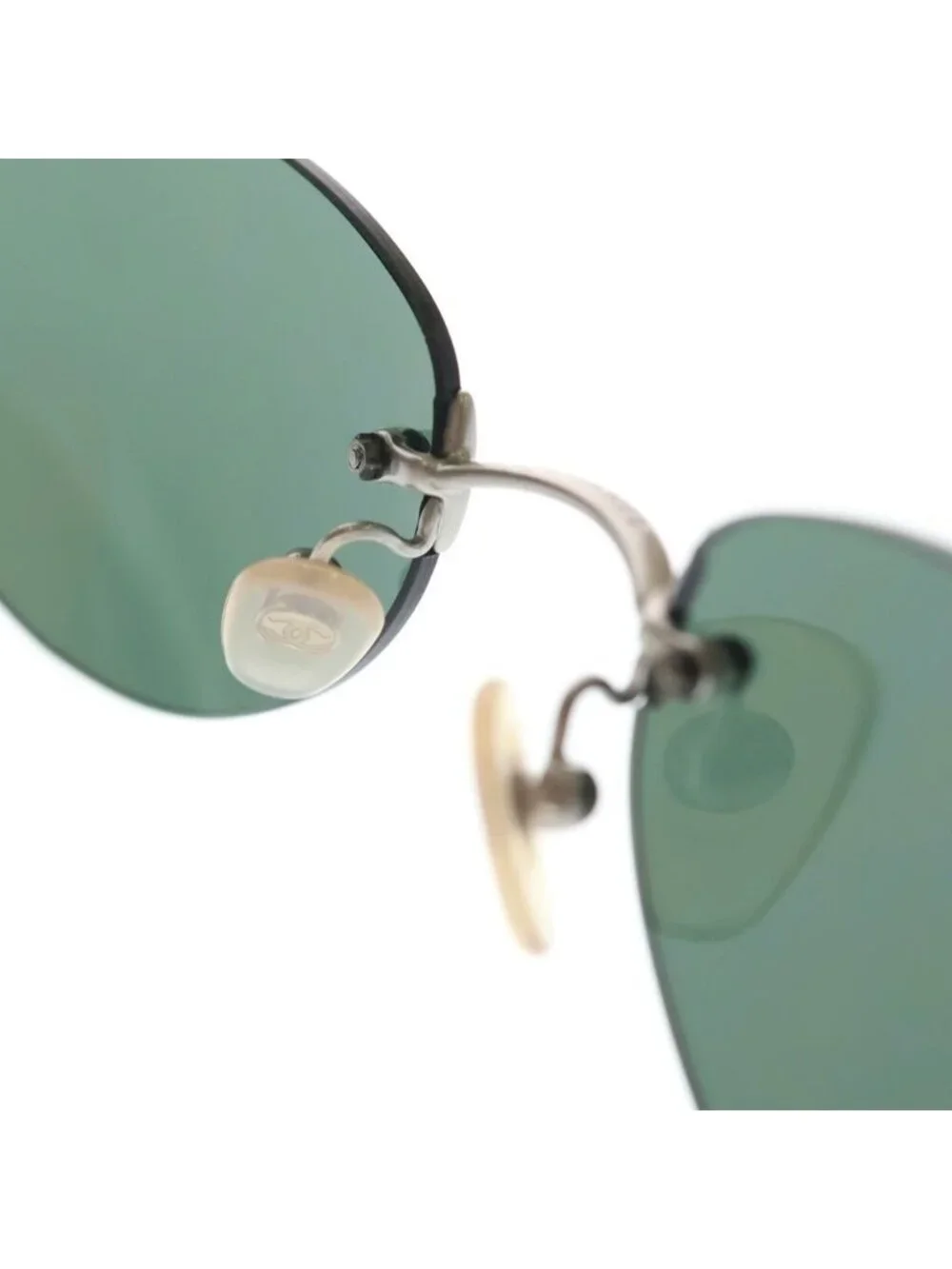 Chanel CC Logo Sunglasses Rimless Green Lens Eyewear